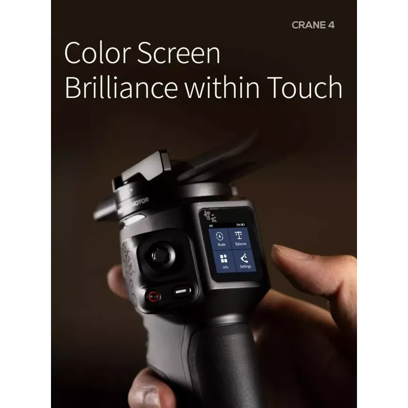 Gimbal Zhiyun Crane 4 3 ašių stabilizatorius su iki 10 valandų baterijos veikimo trukme