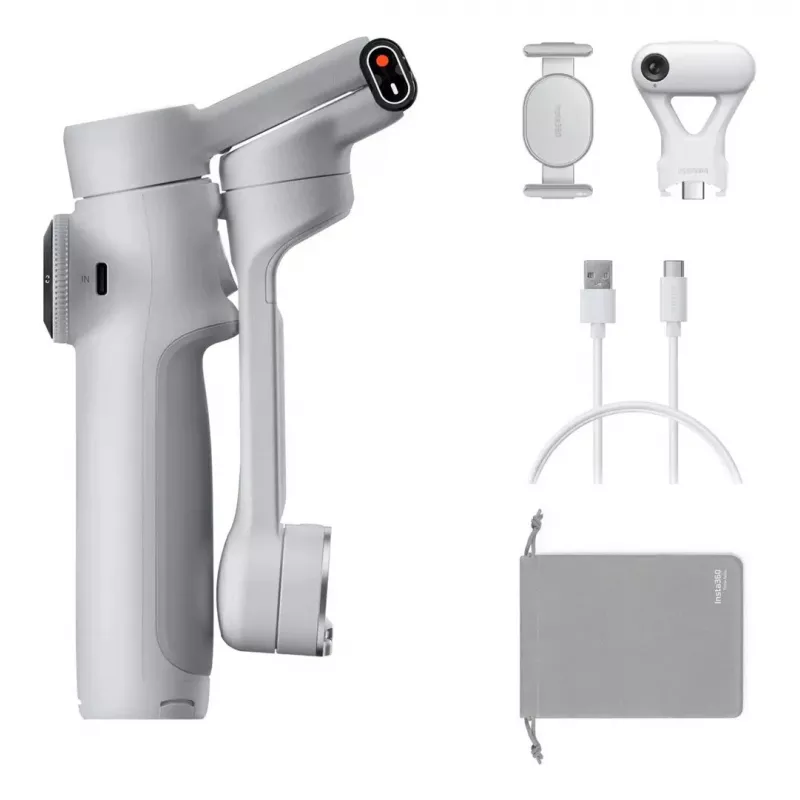 Gimbal Insta360 Flow 2 Standard Bundle — 3 ašių išmaniojo telefono stabilizatorius, sulankstomas, 1100 mAh baterija, Stone Gray