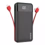 Išorinė baterija Dudao K1Pro 20000mAh 15W su 4 integruotais kabeliais, juoda