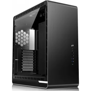 Jonsbo UMX6 Midi-Tower kompiuterio korpusas, grūdinto stiklo šoninis skydas, juodas