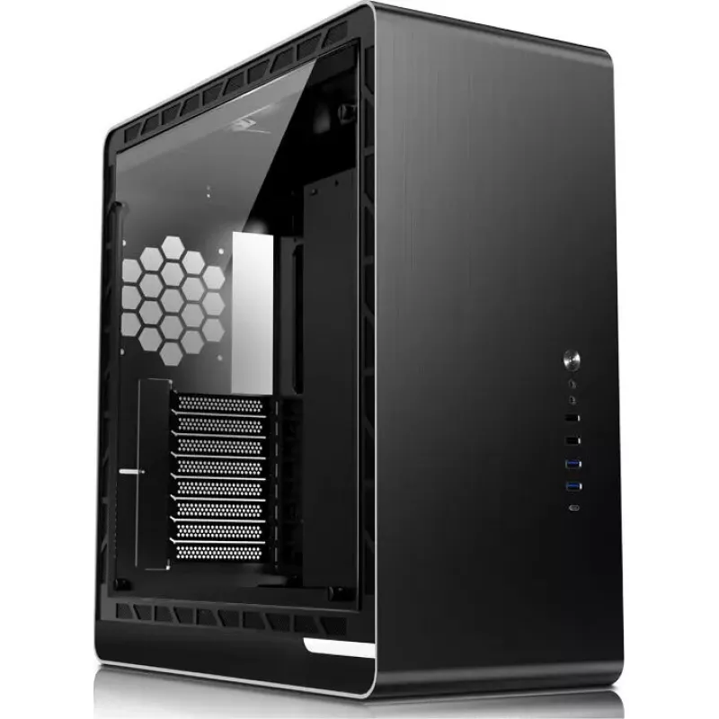 Jonsbo UMX6 Midi-Tower kompiuterio korpusas, grūdinto stiklo šoninis skydas, juodas