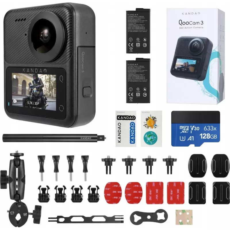 Veiksmo kamera KanDao QooCam 3 Motorcycle Combo — 360° 4K vaizdo įrašas, 3D fiksavimas