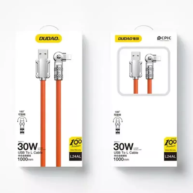 USB–Lightning laidas Dudao L24AL — 1 m, USB-A į Lightning, oranžinis