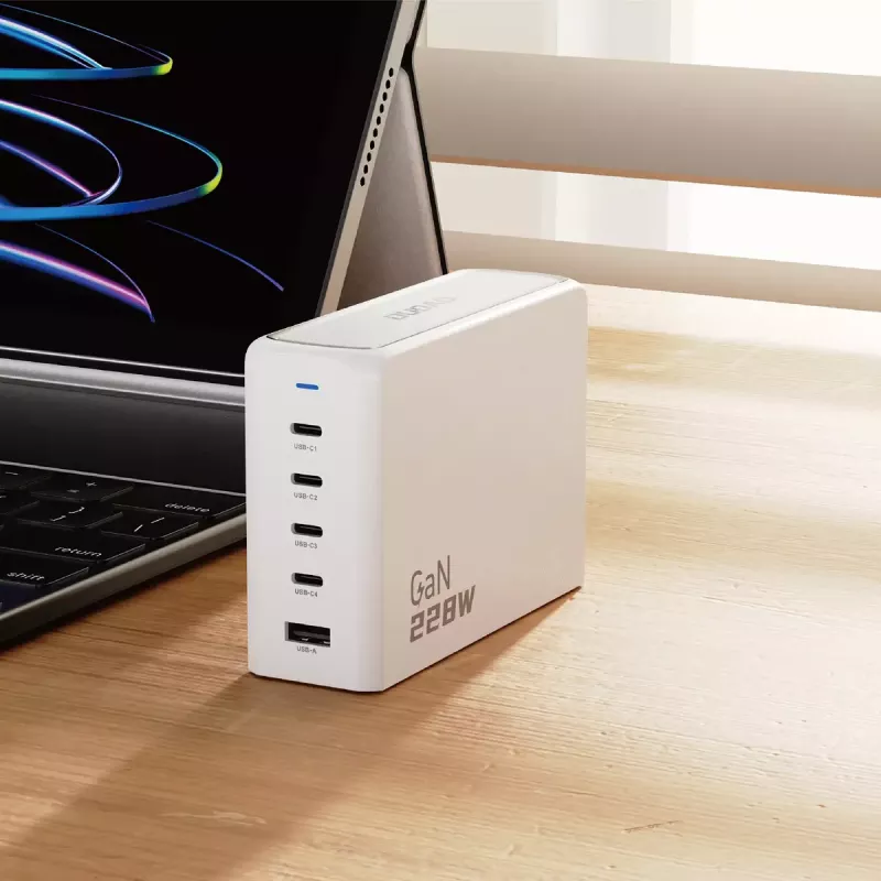Pakrovėjas DUDAO A228EU 228W GaN 4xUSB-C 1xUSB-A