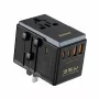 Keliautojo adapteris Dudao A35Pro 35W su 3× USB-C ir 2× USB-A, kelių kištukų EU/UK/AUS/US/JP — juodas