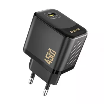 Sieninis įkroviklis Dudao A28 45W GaN USB-C, juodas — vieno prievado greitasis įkroviklis