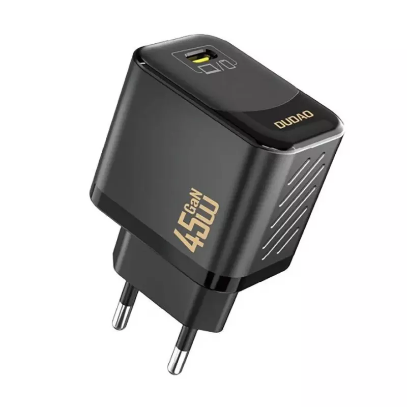 Sieninis įkroviklis Dudao A28 45W GaN USB-C, juodas — vieno prievado greitasis įkroviklis