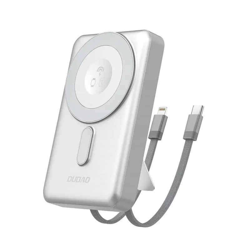 Nešiojama išorinė baterija Dudao K29 10000 mAh PD 20W su MagSafe, USB-C ir Lightning, sidabrinė