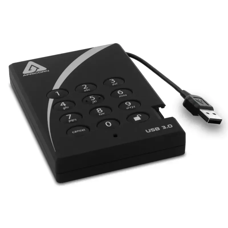 Išorinis standusis diskas Apricorn 2TB USB 3.2 Gen 1 Aegis Padlock