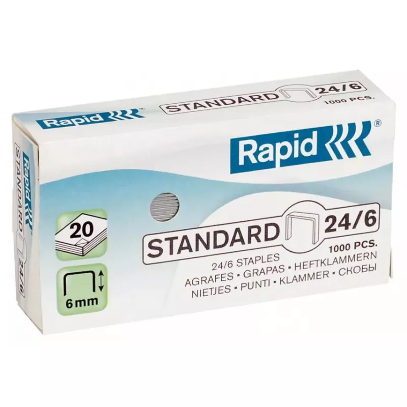Sąvaržėlių pakuotė Rapid 24/6 1000 sąvaržėlių 6 mm kojelės ilgis