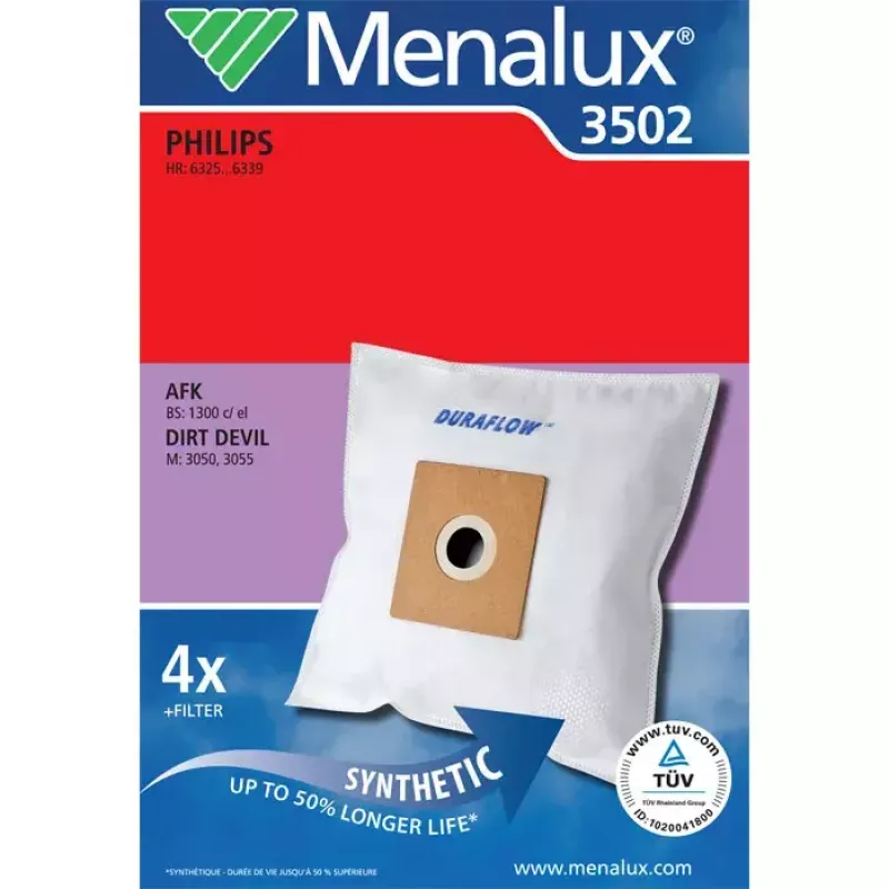 Dulkių maišelis Menalux 3502 sintetinis 4 vnt. Suderinamumas AFK BS 1300