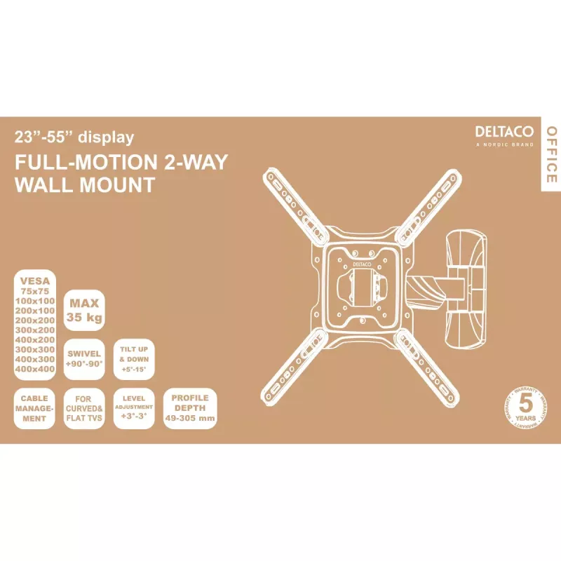 TV laikiklis Deltaco ARM-0256 139,7 cm (55 col.) juodas