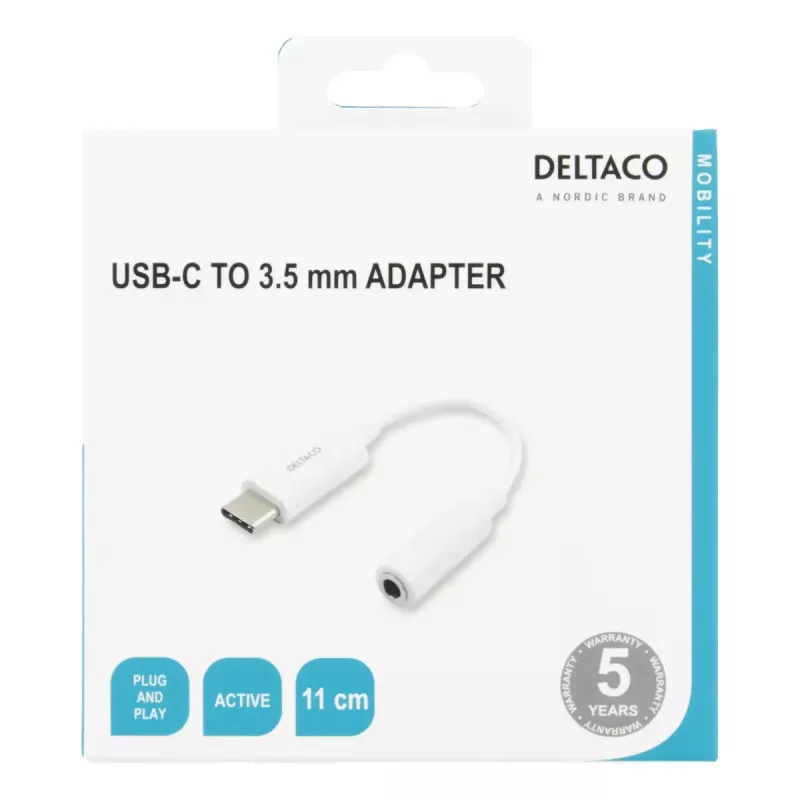 Mobiliojo telefono laidas Deltaco USBC-1145 0,11 m baltas