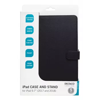 Planšetinio kompiuterio dėklas DELTACO IPD-2017-2 Folio, skirtas iPad 9.7 col. (2017/2018), oda, stovo režimas