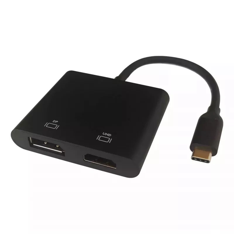 Deltaco USBC-HDDP vaizdo kabelio adapteris 0,1 m USB Type-C HDMI DisplayPort juodas