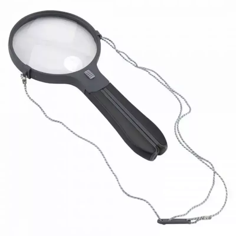 Didinamasis stiklas Carson Split Handle HF-11 — 3,5× rankinis didinamasis stiklas, juodas/skaidrus, AAA baterija