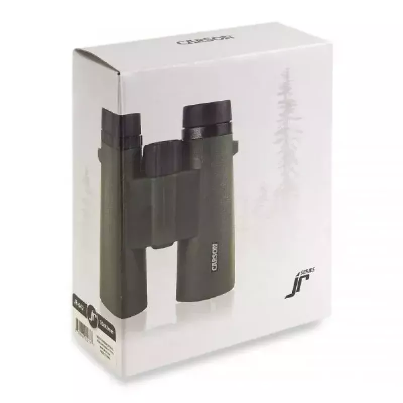 Binokliai Carson JR Series 10x42 BaK-4, kompaktiški stoginiai, juoda/žalia