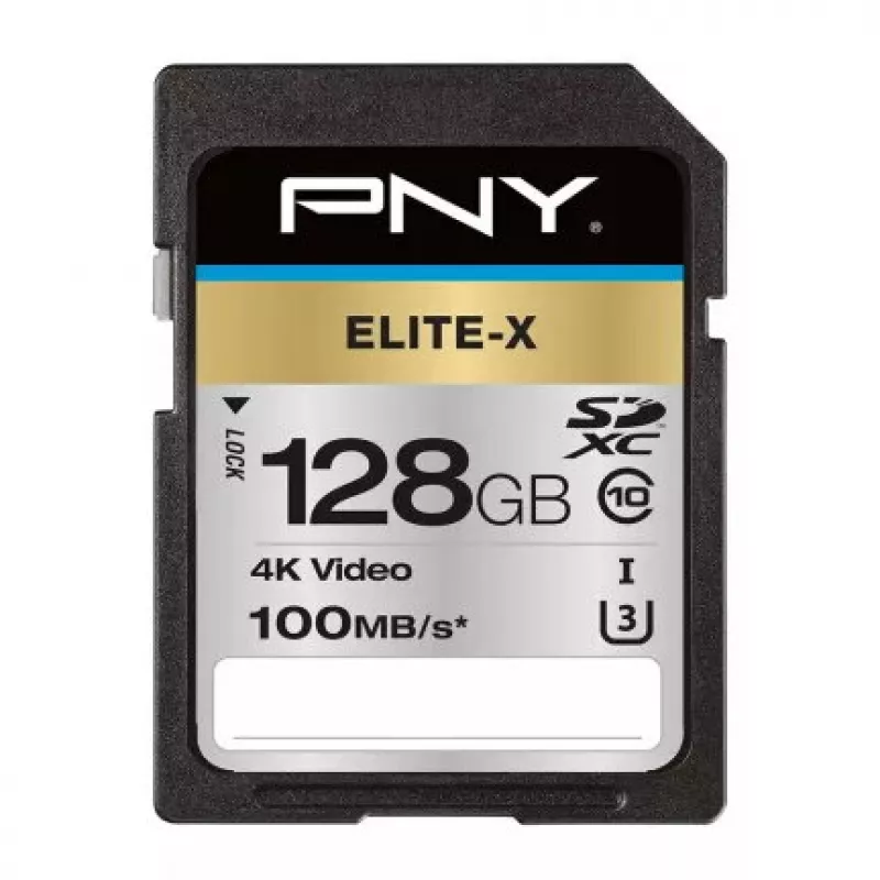 SDXC atminties kortelė PNY Elite-X 128 GB, UHS-I, Class 10, U3, 100 MB/s skaitymas