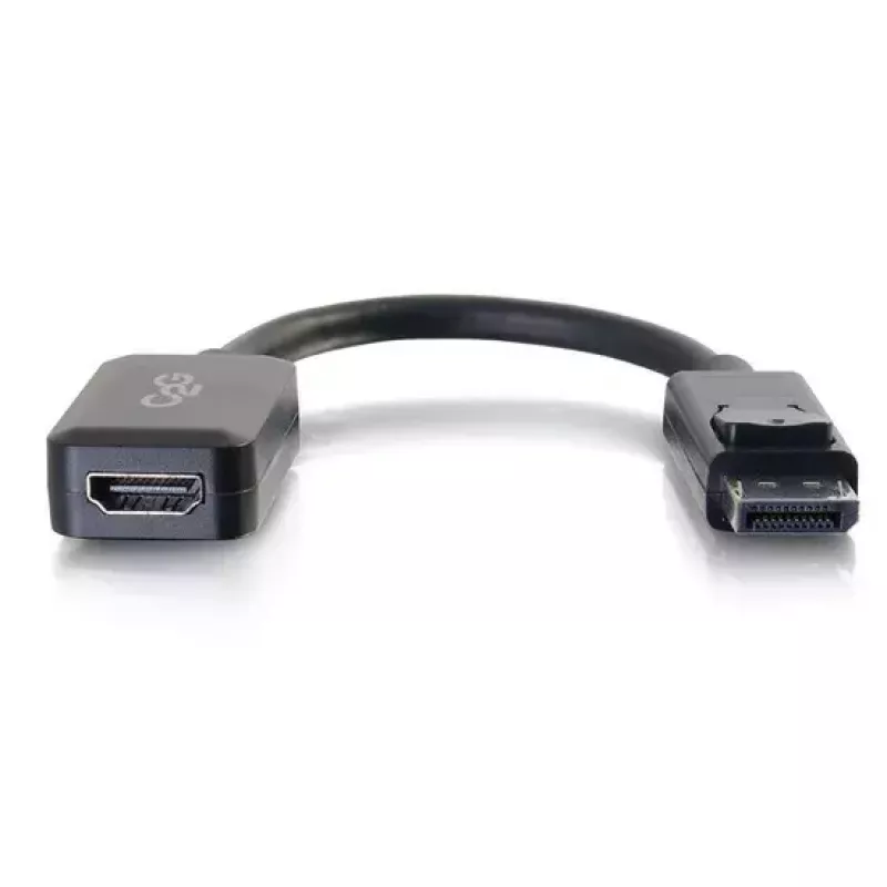 C2G 8 colių DisplayPort vyriškas į HDMI moterišką adapterio keitiklis juodas