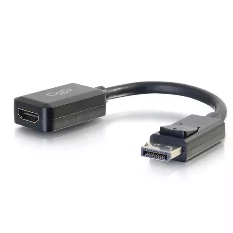 C2G 8 colių DisplayPort vyriškas į HDMI moterišką adapterio keitiklis juodas