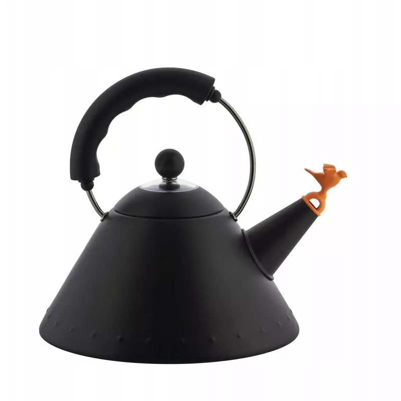 Virdulys ALESSI 9093 BB juodas — viryklės virdulys, švilpukas, nerūdijantis plienas, 2,2 l