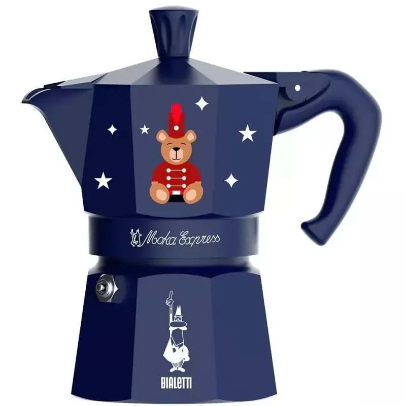 Stovetop espresso maker BIALETTI Moka Express 1 cup blue Joyful Memories