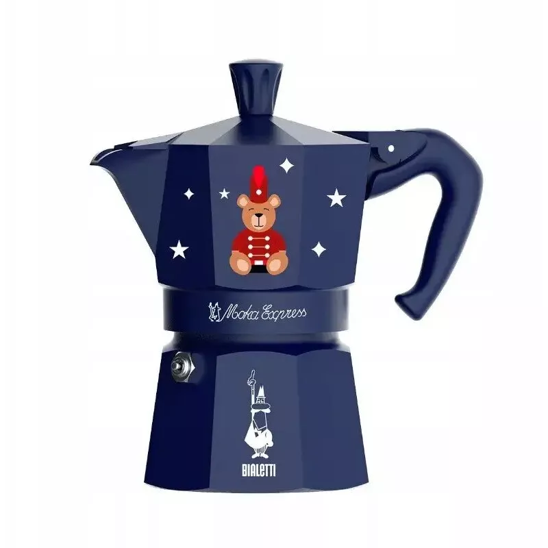 Moka puodas BIALETTI Moka Express 3 puodelių 150 ml, „Joyful Christmas Blue“