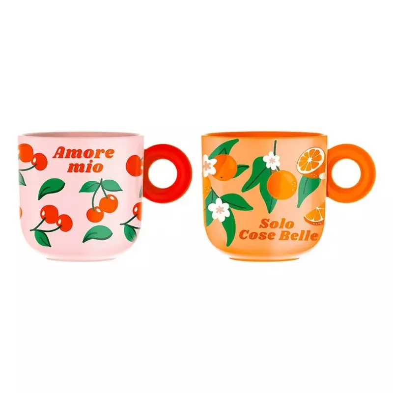 Puodelių rinkinys BIALETTI PFRUIT004 — 2 vnt. universalūs puodeliai, įvairiaspalviai