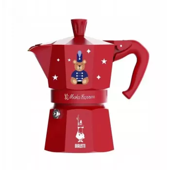 Moka puodas BIALETTI Moka Express 3 puodelių (150 ml) raudonas viryklės kavos virimo aparatas