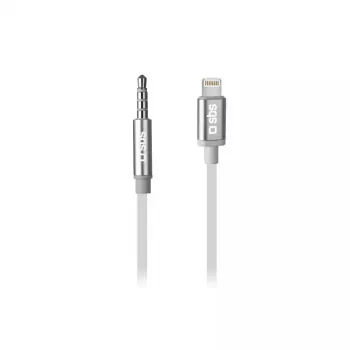 Garso kabelis SBS TEADAPTIPJACK35W 1 m 3,5 mm „Lightning“ baltas