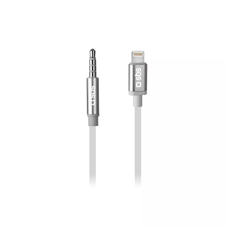 Garso kabelis SBS TEADAPTIPJACK35W 1 m 3,5 mm „Lightning“ baltas