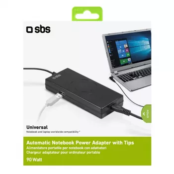 Maitinimo šaltinis SBS Portable 90W nešiojamiesiems kompiuteriams, vidaus, juodas, 2,2 m