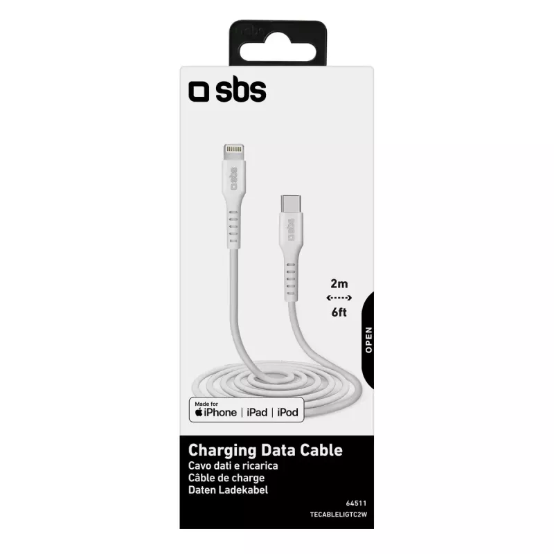 “Lightning” į USB-C kabelis SBS Mobile TECABLELIGTC2W — 2 m, balta