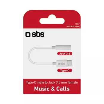 Mobiliojo telefono laidas SBS TEINTJACKTYCFMW Baltas 0,09 m 3,5 mm USB C