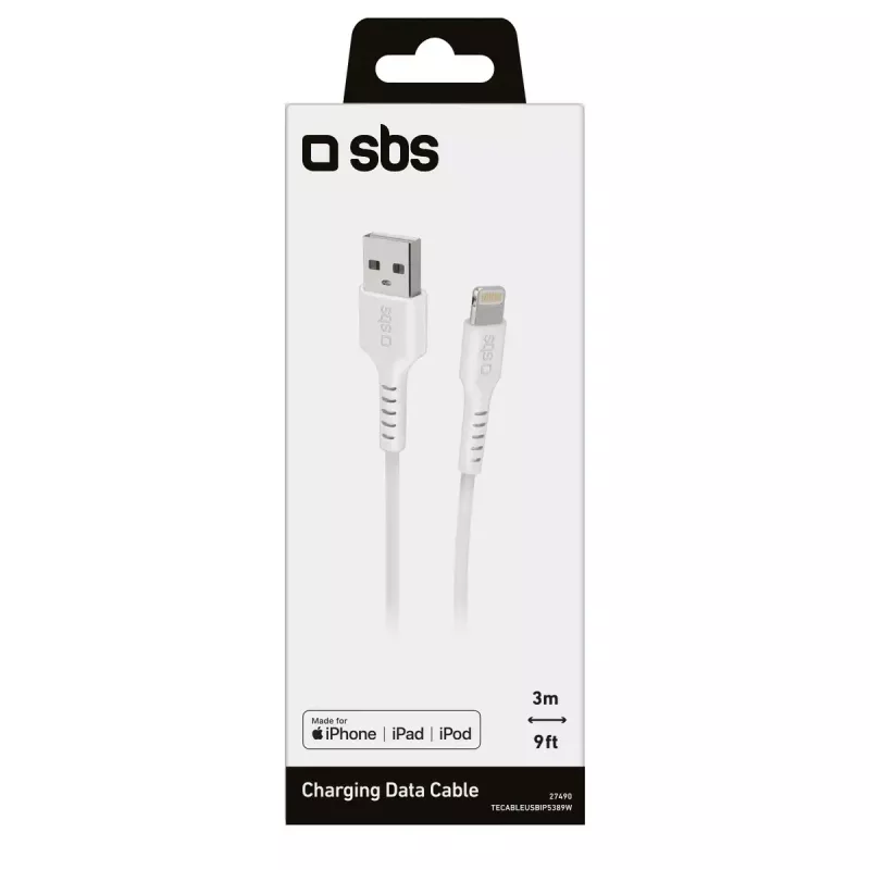 Laidas Lightning SBS TECABLEUSBIP5389W 3 m baltas USB A