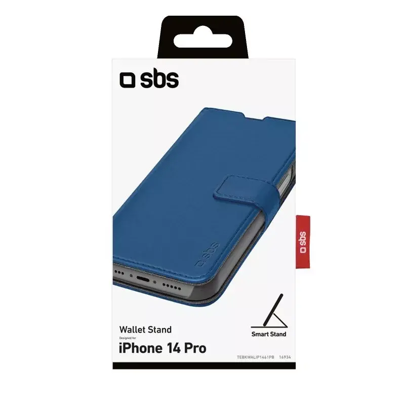 Piniginės tipo dėklas SBS TEBKWALIP1461PB, skirtas iPhone 14 Pro 15,5 cm, mėlynas