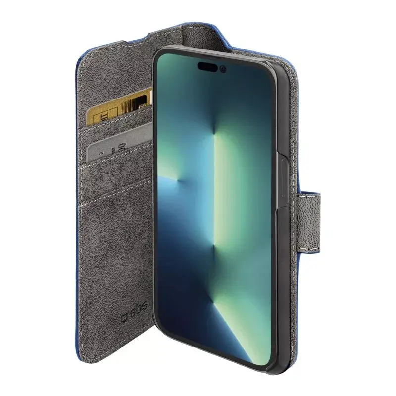 Piniginės tipo dėklas SBS TEBKWALIP1461PB, skirtas iPhone 14 Pro 15,5 cm, mėlynas