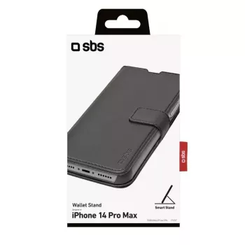 Piniginės tipo dėklas SBS TEBKWALIP1467PK, skirtas iPhone 14 Pro Max 17 cm, juodas