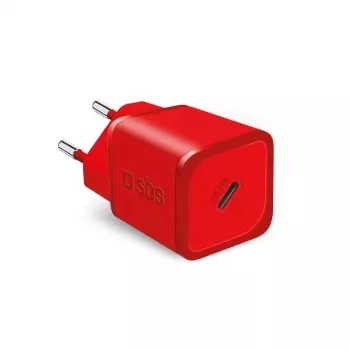 Įkroviklis SBS Mobile TETRGAN1C20R — 20 W USB-C kintamosios srovės patalpų įkroviklis išmaniajam telefonui, planšetiniam kompiuteriui, išmaniajam laikrodžiui, ausinėms (raudonas)
