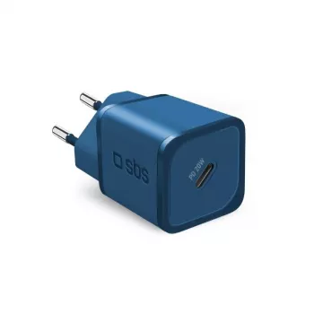 SBS Mobile 20W USB-C kintamosios srovės įkroviklis išmaniajam telefonui, planšetiniam kompiuteriui, išmaniajam laikrodžiui, ausinėms, nešiojamajam garsiakalbiui, mėlynas