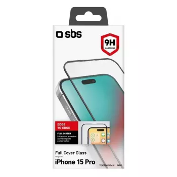 Ekrano/galinio dangtelio apsauga SBS, skirta iPhone 15 Pro, silikonas + grūdintas stiklas, permatoma, 1 vnt.