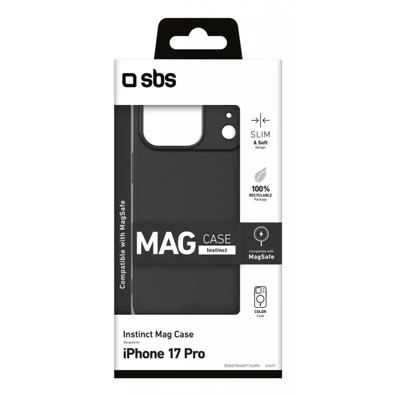 Dėklo tipo telefono dėklas SBS TEINSTMAGIP1763PK, skirtas Apple iPhone 17 Pro 15,9 cm (6,28 colio) Juodas