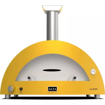 Malkomis kūrenama picos krosnis Alfa Forni Moderno 5 Pizze Geltona FXMD-5P-LGIA, lauko stalviršio picos krosnis, talpa 5 picos