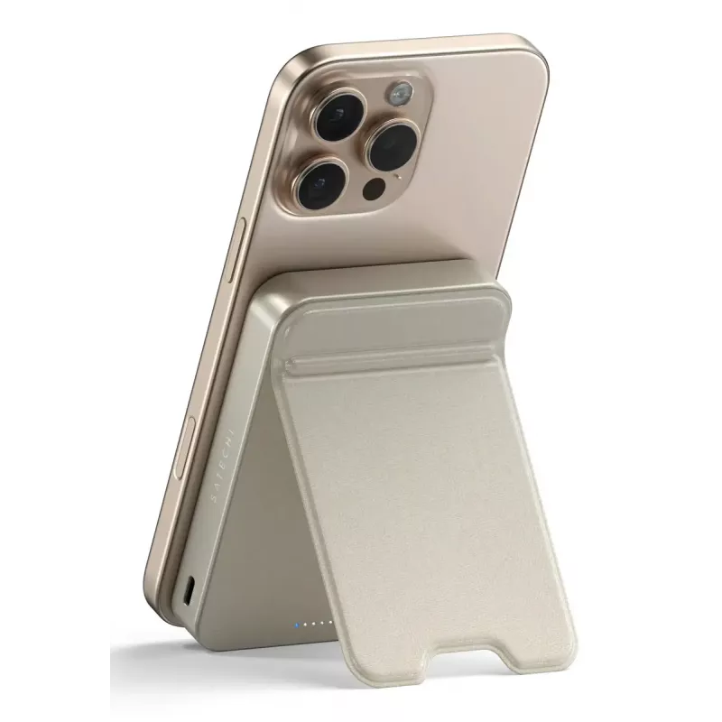 Nešiojama išorinė baterija Satechi ST-B10Q2SW 10000 mAh, belaidis įkrovimas, smėlio spalvos