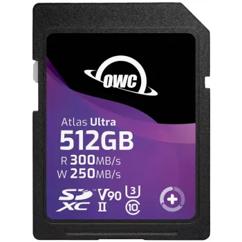 SDXC atminties kortelė OWC Atlas Ultra 512 GB UHS-II, 300 MB/s skaitymo, 250 MB/s rašymo, V90, atspari vandeniui
