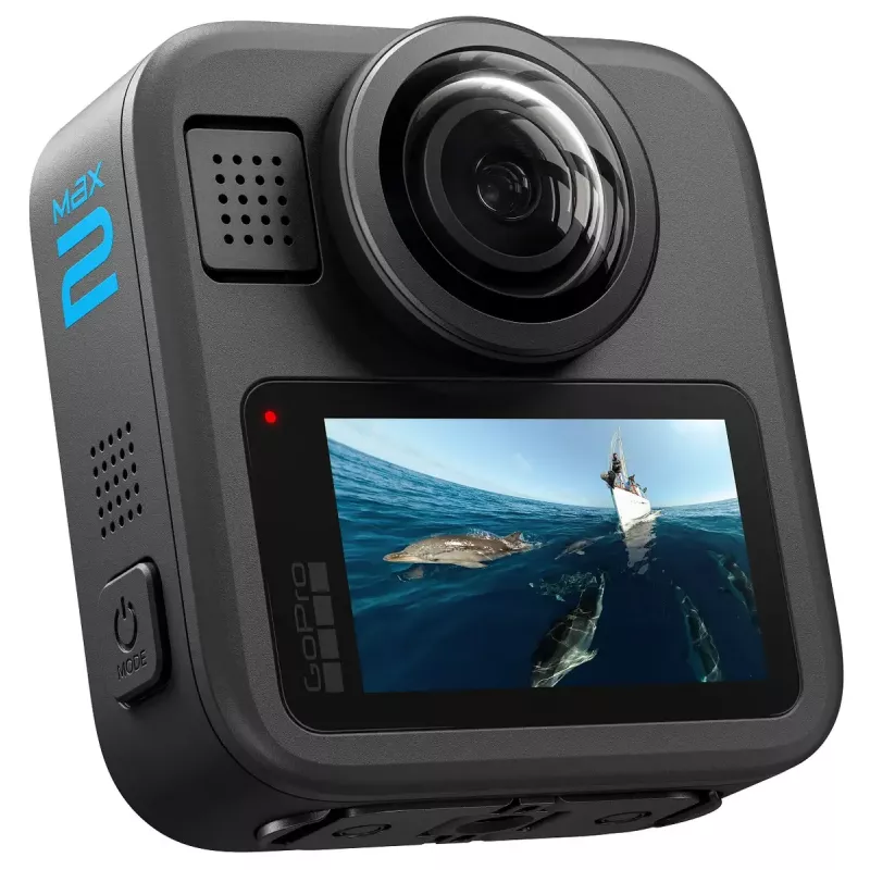 Veiksmo kamera GoPro MAX2 su 8K Ultra HD, 29,5 MP jutikliu, 100 fps, LCD ekranu, GPS, Wi‑Fi — priedų rinkinys