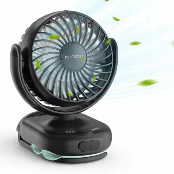 Nešiojamas vežimėlio ventiliatorius Momcozy PF001-PK10BA-A — rožinis, maitinamas baterijomis, prisegamas ventiliatorius