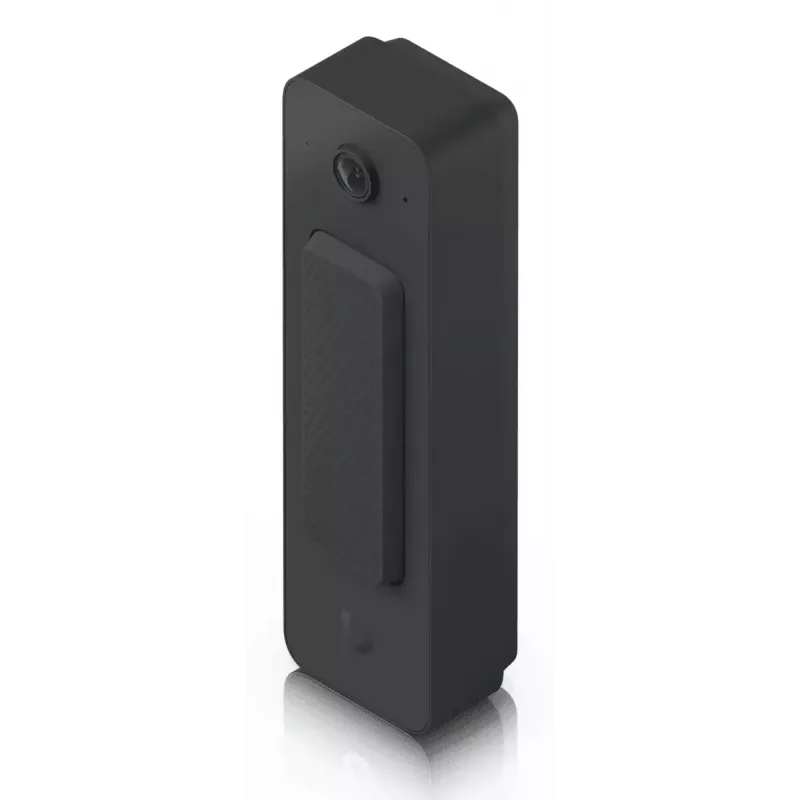 Durų skambutis UBIQUITI Doorbell Lite juodas — laidinis PoE vaizdo durų skambutis, 5 MP, 2560×1920, IPX5, metalinis ir polikarbonatinis korpusas