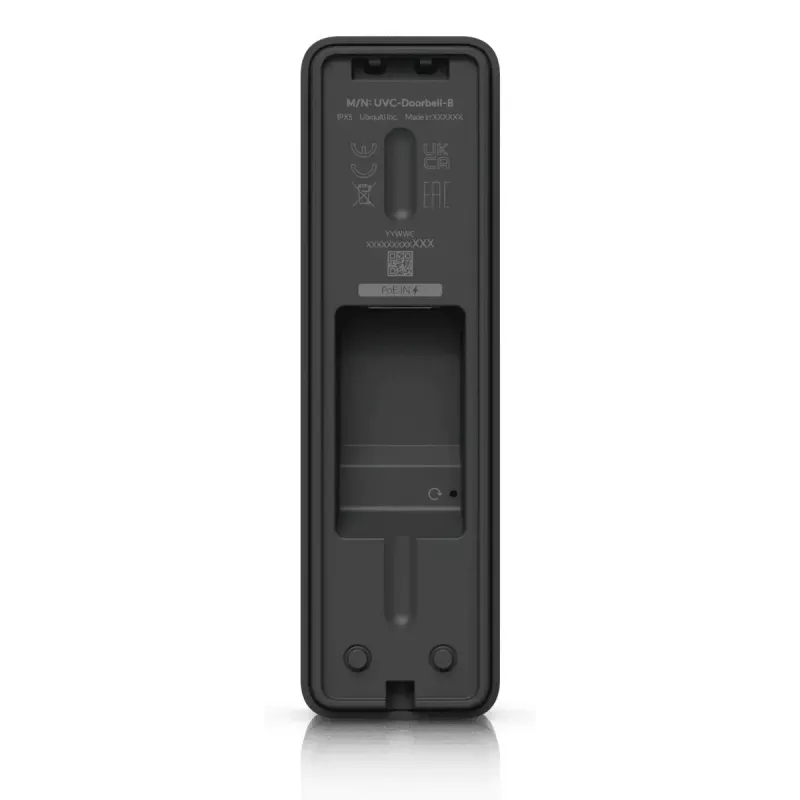 Durų skambutis UBIQUITI Doorbell Lite juodas — laidinis PoE vaizdo durų skambutis, 5 MP, 2560×1920, IPX5, metalinis ir polikarbonatinis korpusas