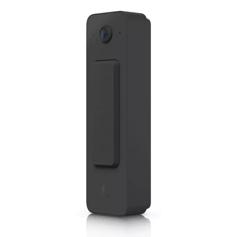 Durų skambutis UBIQUITI Doorbell Lite juodas — laidinis PoE vaizdo durų skambutis, 5 MP, 2560×1920, IPX5, metalinis ir polikarbonatinis korpusas